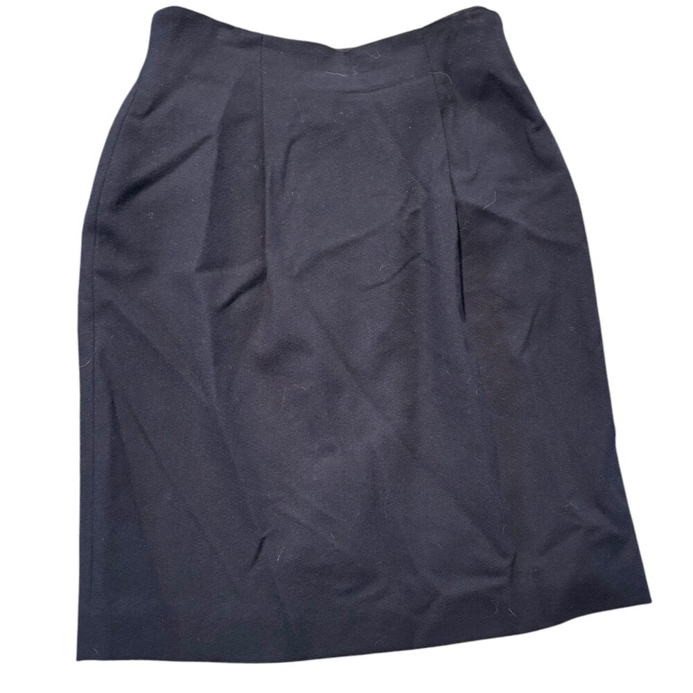 Vintage Valerie Stevens Petites Y2K‎ 90s 100% Wool pleated black skirt sz 10P - Picture 7 of 10